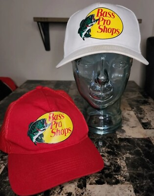 #ad Bass Pro Shops Red amp; White Hats Lot Mesh Fishing Snapback Outdoor Adjustable