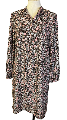 #ad J. McLaughlin Dress Brown Pink M Medium Long Sleeve Shift Washable