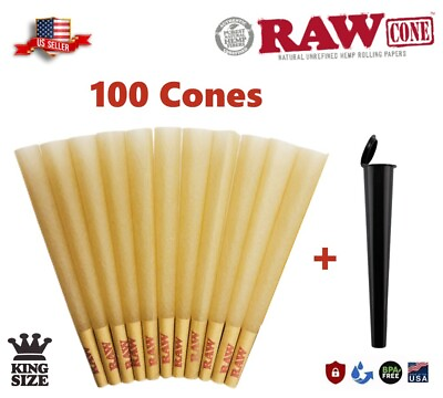 #ad Authentic RAW Classic King Size W Filter Tip Pre Rolled Cones 100 Pack amp; Tube