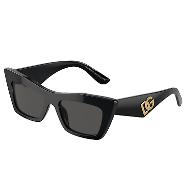 #ad Dolce amp; Gabbana DG 4435 501 87 Black Gold Gray Lens Women Sunglasses Authentic