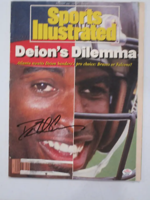 #ad Deion Sanders of the Braves Falcons signed autographed magazine PAAS COA 450