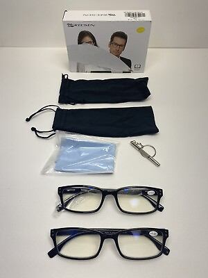 #ad Computer Glasses UV Protection Anti Blue Rays Anti Glare 2 Pair 1.00 Strength