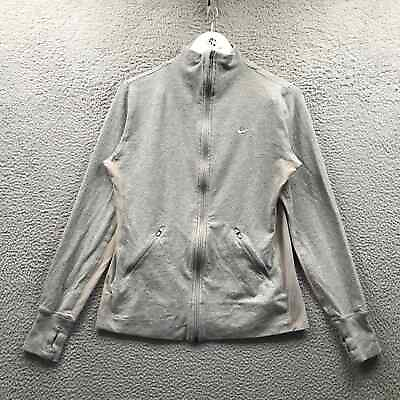 #ad Nike Sweatshirt Jacket Women#x27;s Large L Dri Fit Pocket Thumbhole Gray 519239 064