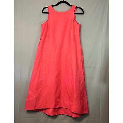 #ad J Jill Midi Dress Womens XS Petite Pink Linen Elliptical A Line Lagenlook Swing