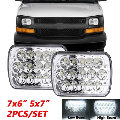 #ad Pair 7x6quot; 5x7 LED Headlight For Chevy Express Cargo Van 1500 2500 3500 Truck