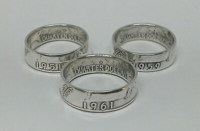 #ad Coin ring handmade from US SILVER QUARTER 1940 1964 SIZES 4 8.5 pick year amp; size