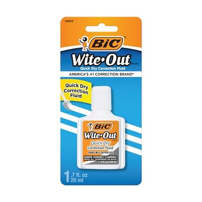 #ad BIC Wite Out Quick Dry Correction Fluid 20mL White Goes on Easy with A Reduce...