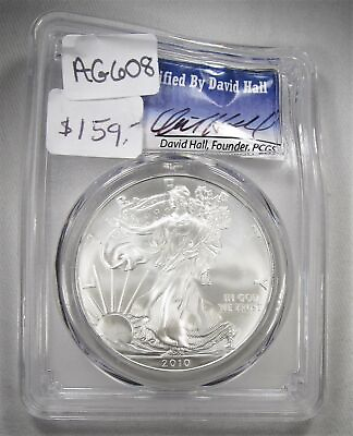 #ad 2010 Silver American Eagle PCGS MS70 David Hall Certified Coin AG608