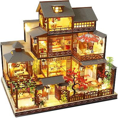 #ad DIY Dollhouse Miniature with Wooden FurnitureDiy Dollhouse Kit Big Japanese Cou $78.99