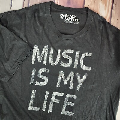 #ad Music Is My Life T Shirt Mens 2XL XXL Black Short Sleeve Brushed Look Graphic