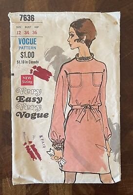 #ad Vintage ORIGINAL 1960s Very Easy Very Vogue Sewing Pattern Dress Vogue 7636
