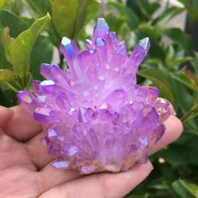#ad Natural Large Aura Angel Crystal Cluster Quartz Titanium Healing Specimen Gifts