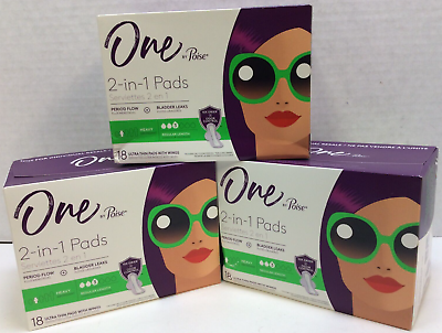 #ad 3x One By Poise 2 N 1 Pads Ultra Thin PadsWings Heavy Regular Length 18ct