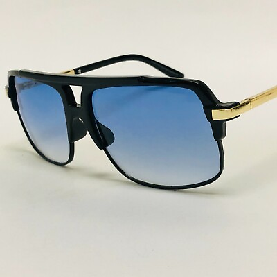 #ad Sunglasses Fashion Luxury Retro Men Elegant Black Lens Square Gold Metal Frame