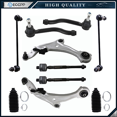 #ad 10pc Front Lower Control Arms Sway Bars Tie Rod Ends For 2009 2014 Nissan Murano