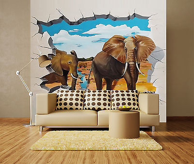 #ad 3D Painted elephant 72 Wall Paper wall Print Decal Wall Deco Indoor wall Mural