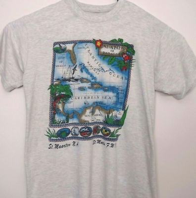 #ad Vintage Island of Paradise T Shirt Size XL Caribbean Floral Tropical Shirt