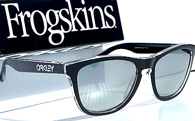 #ad #ad NEW Oakley FROGSKIN Black Transparent POLARIZED Galaxy Chrome Sunglass 9013 B1