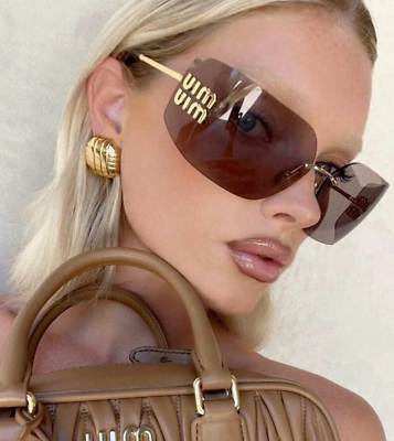 #ad New Women#x27;s Sunglasses Miu Miu MU 54YS Gold Purple Wrap Super Cool Sunglasses