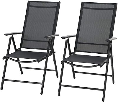 #ad Adjustable Outdoor Chairs set of 2 Folding High Back Garden Dining Furniture