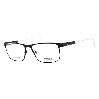 #ad Guess Men#x27;s Eyeglasses Full Rim Matte Black Plastic Rectangular Frame GU1972 002