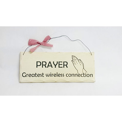 #ad 10quot;x 4quot; Wood Sign Prayer Hands Greatest Connection Wall Hanging Decor Wooden 348