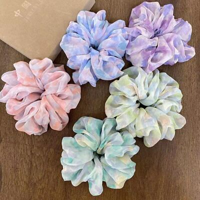 #ad Oversized Chiffon Scrunchies Elastic Floral Ponytail Holder Women Hair Accesso