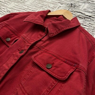 #ad Polo Lauren Ralph Lauren Women’s Button Up Denim Jacket Red 2XL XXL