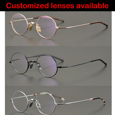 #ad Small Round 44mm Titanium Glasses Frames Retro Eyeglasses Frames RX Demo Lens