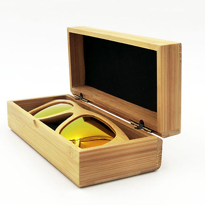 #ad Vintage Handmade Natural Bamboo Sunglasses Square Box Grade Wooden Glasses Case