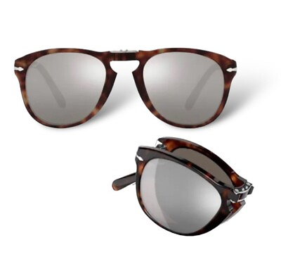 #ad Persol Steve McQueen Folding Havana Platinum Crystal Limited Edition Sunglasses