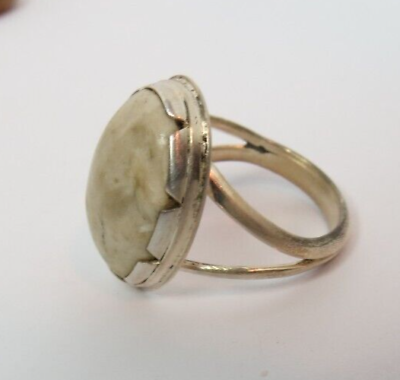 #ad VINTAGE 925 WOMENS STERLING SILVER WHITE COLOR STONE RING SZ 7.5
