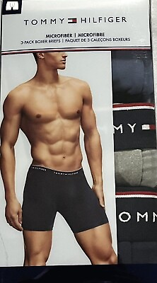 #ad Tommy Hilfiger Mens Boxer Briefs Size L Microfiber Underwear Multi 3 Pack