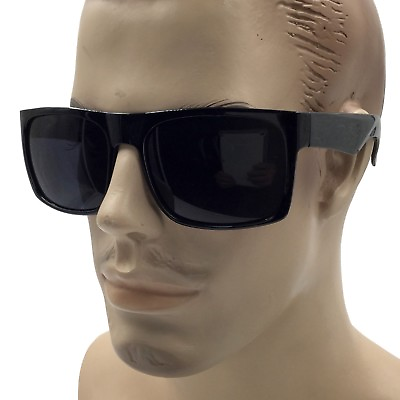 #ad XL MENS Large Black Wide Frame Oversize Gangster Rectangular Shade Sunglasses