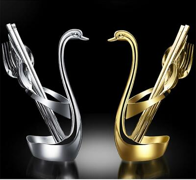 #ad Kitchen Spoon Fork Metal Swan Creative Storage Tool Holder Organizer （L