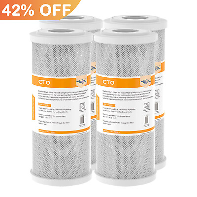 #ad 4 Pack 10quot; x 4.5quot; Whole House Carbon Block Water Filter Replacement Fit GXWH40L