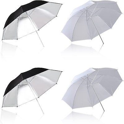 #ad 4 Pack Photography Umbrella Lighting Kit 33Inch 43Inch Black amp; Silver Reflecto