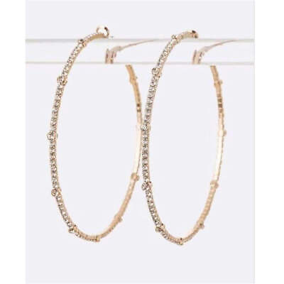 #ad Lucy Loo Womens Hoop Earrings Large Crystal Rhinestone Fashion Jewelry Ladies