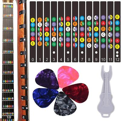 #ad Guitar Fretboard Stickers Color Coded Note Decals Fingerboard Frets Map Stic...
