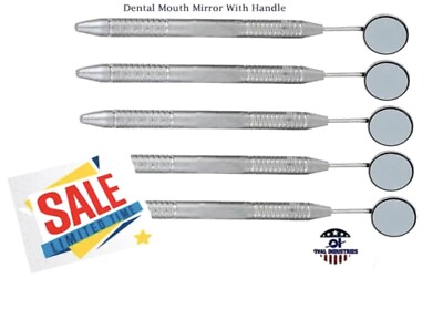 #ad Dental Mirror Handle With Mouth Mirror # 4 Premium Teeth Instrument 5 Pcs Pack.