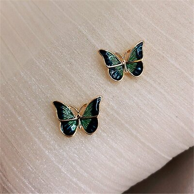 #ad Fashion Butterfly Earrings Enamel Gold Plated Ear Stud Women Party Jewelry Gift