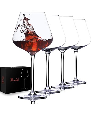 #ad Hand Blown Red Wine Glasses Set of 4 – 23 Oz Burgundy Wine Glasses with Long Ste