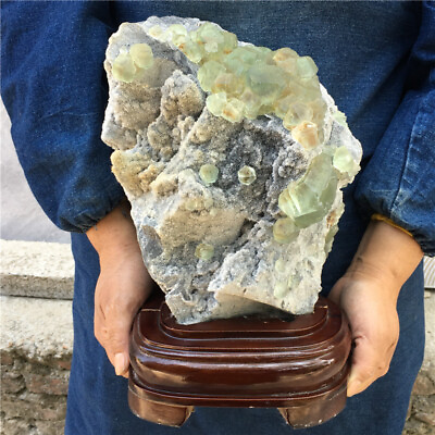 #ad 20.68LB Natural green fluorite Quartz carved Crystal Mineral Specimen Healing