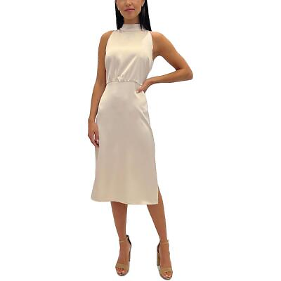 #ad Sam Edelman Womens Beige Tie Neck Long Cocktail and Party Dress 14 BHFO 5927