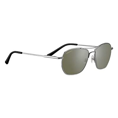 #ad Serengeti LUNGER Polarized Rectangular Sunglasses Shiny Silver Large