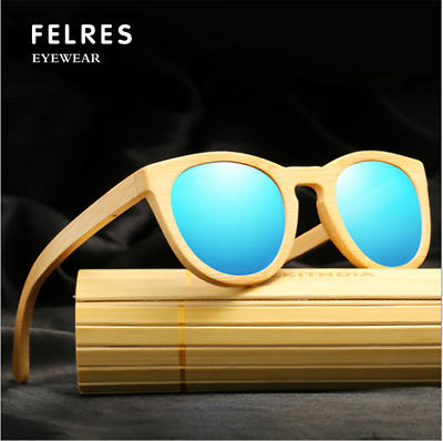 #ad FELRES Handmade Unisex Bamboo Wood Polarized Sunglasses Wood Frame Glasses Hot