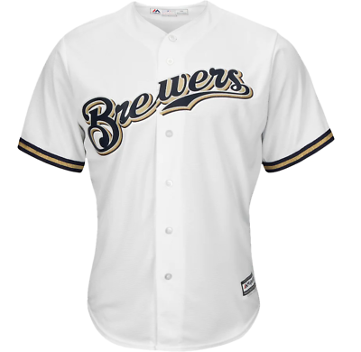 #ad Milwaukee Brewers Majestic Official Cool Base Jersey White
