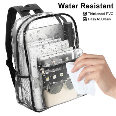 #ad Clear Backpack Heavy Duty PVC Transparent Shoulder Handbag Waterproof School Bag