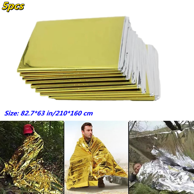 #ad 5x Emergency Foil Blanket Thermal Outdoor Survive Military Rescue Camping Hiking