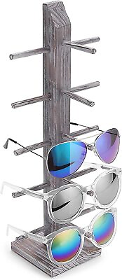 #ad Whitewashed Barnwood 5 Pair Sunglasses Display Stand Tabletop Eye Storage Rack